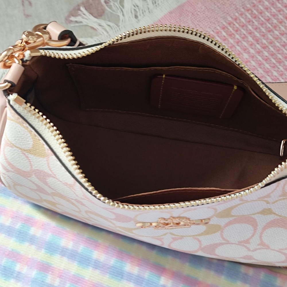 Coach Pink and Cream Signature Mini Shoulder Bag - Picture 3 of 12